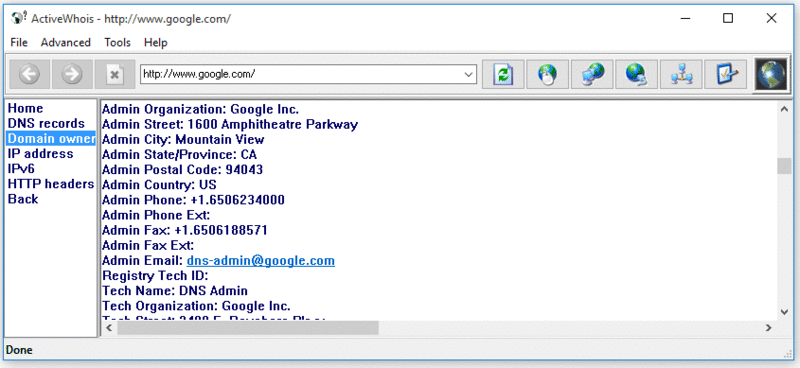 Active Whois Browser Screenshot